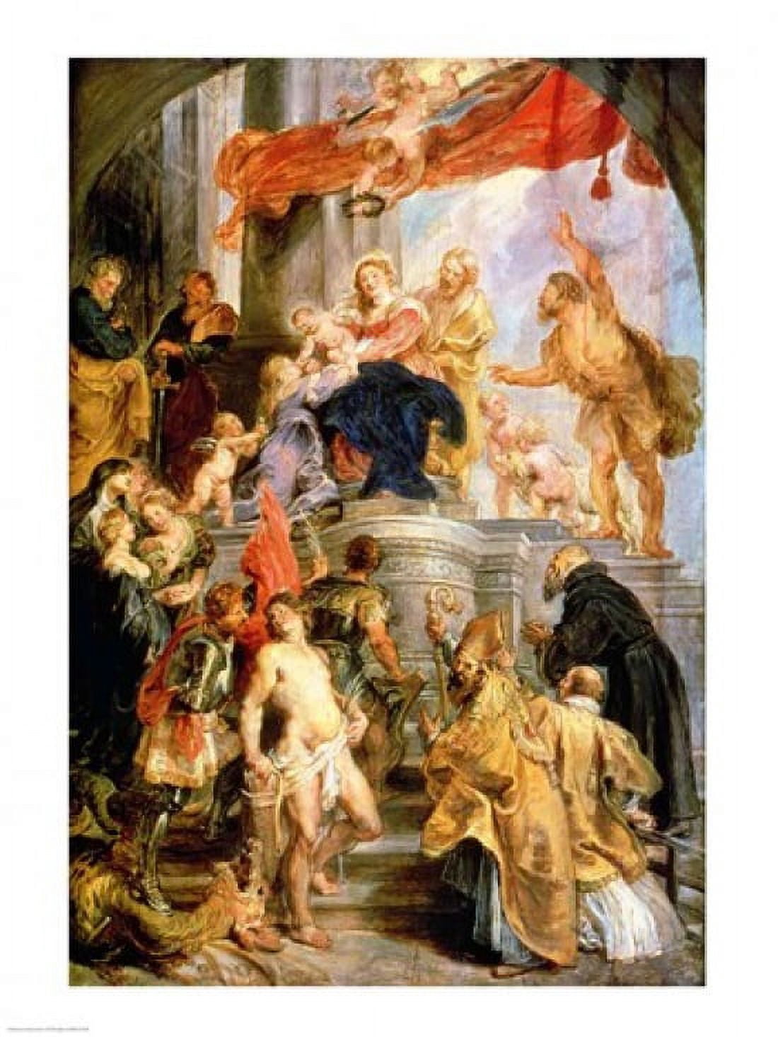 Enthroned Madonna with Child Encircled by Saints Canvas Art - Peter Paul Rubens (18 x 24)