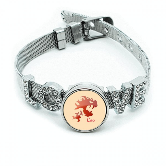 Enthusiasm Leo Confidence Bracelet Wristband Crystal Love Adjustable Bangle