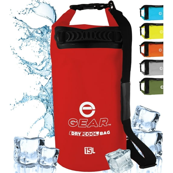 Enthusiast Gear Dry Bag Cooler - Roll Top, Insulated, Leak Proof, Collapsible, Waterproof - 15L