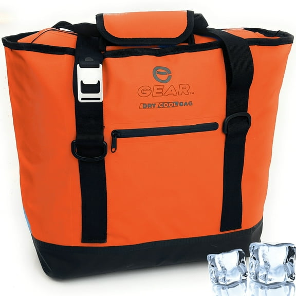 Enthusiast Gear Dry Bag Cooler Tote Collapsible Insulated with Side Pocket Holds 20 Cans Orange 20L