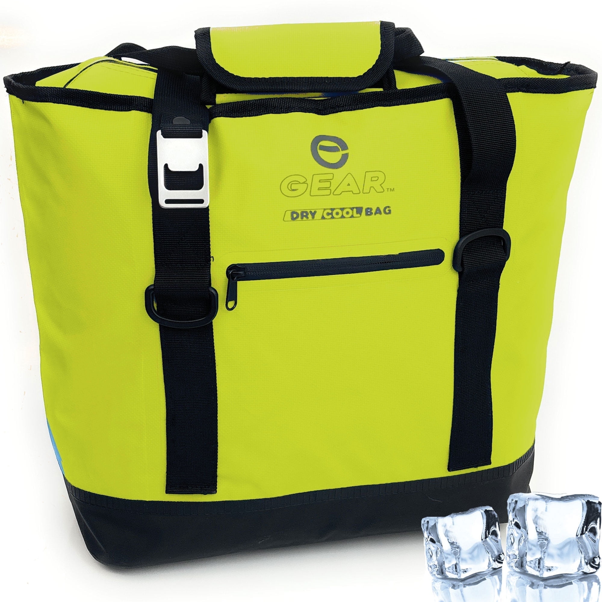 Enthusiast Gear Dry Bag Cooler Tote Collapsible Insulated with Side Pocket Holds 20 Cans Bright Green 20L
