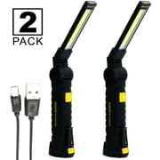 Enthusiast Gear LED Work Light - USB Rechargeable COB Flashlight with Magnetic Base 360 Rotate - Portable 2 Pack