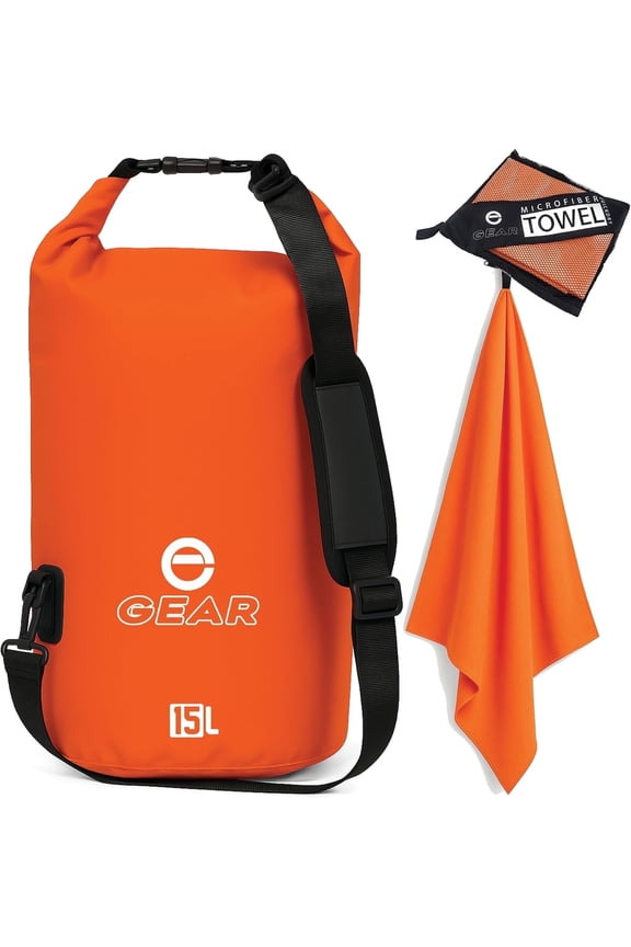 Waterproof Dry Bag 15 L + Free Quick-Dry Microfiber Towel – Floating Roll-Top Dry Sack for Kayaking, Boating & Camping
