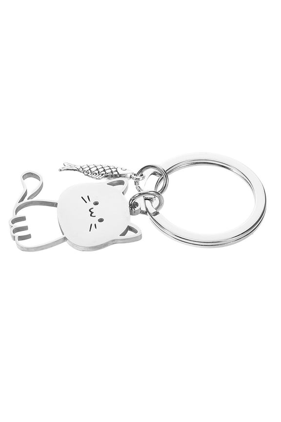 Enthusiast Key Chain Couple Keychain Cat Keychain Lovers 6.00X3.00X0.20CM Silver