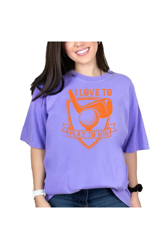 Enthusiastic Golf Lover Play to Win, Violet Comfort Colors T-Shirt, Medium