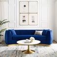 thumbnail image 1 of Enthusiastic Vertical Channel Tufted Curved Performance Velvet Sofa, 1 of 3