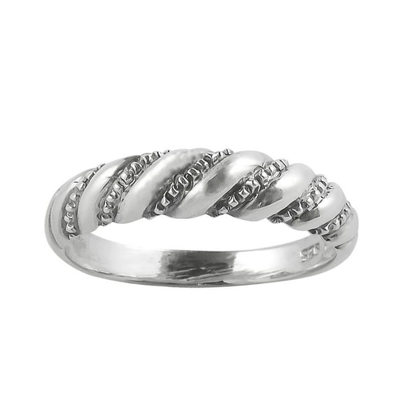Enticing Diagonal Twist Spiral .925 Sterling Silver Ring-6