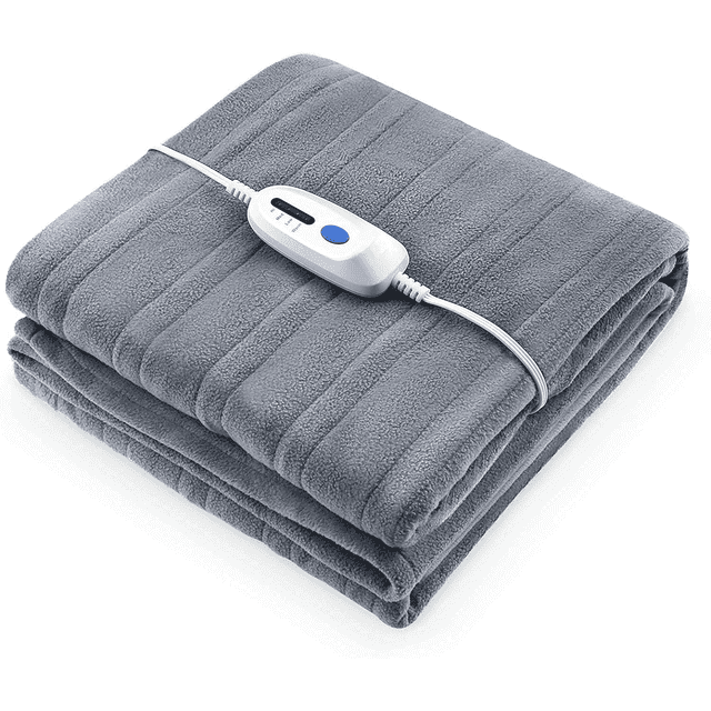 Entil Electric Heated Blanket 77" x 84" Full Size with 10H Auto-off & 4 Heating Levels, Polar Fleece, Gray