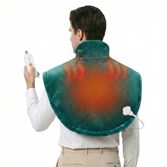 Entil Widen Heating Pad for Neck and Shoulder with 4 Heating Levels, 2H Auto-off, 25" x 26", Green, Birthday Gift