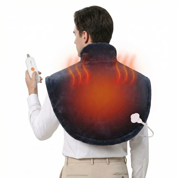 Entil Widen Heating Pad for Shoulder and Back with 4 Heating Levels, 2H Auto-off, Great Gift, Dark Blue,25" x 26"