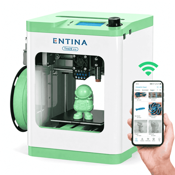 Entina Desktop 3D Printer Tina2S, Wi-Fi Control Auto Leveling Heated Plate for Beginners STEM DIY