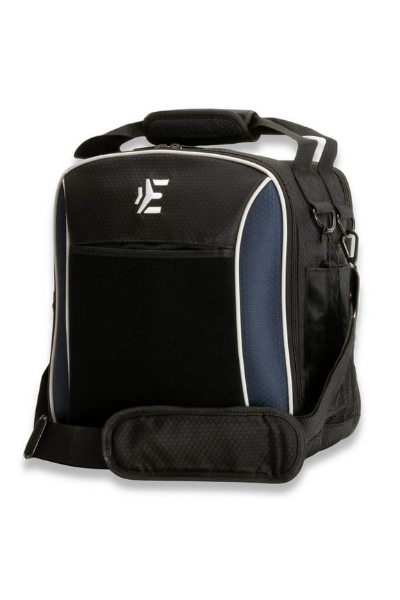 pilot flight bag, unisex, blue, polyester shoulder bag with headset storage, patch panel, and padded strap