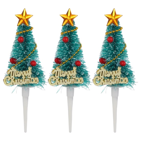 Entireivity 10 Pcs Cake Toppers Christmas Tree Shape Birthday Party Cake Picks Food Decoration Supplies