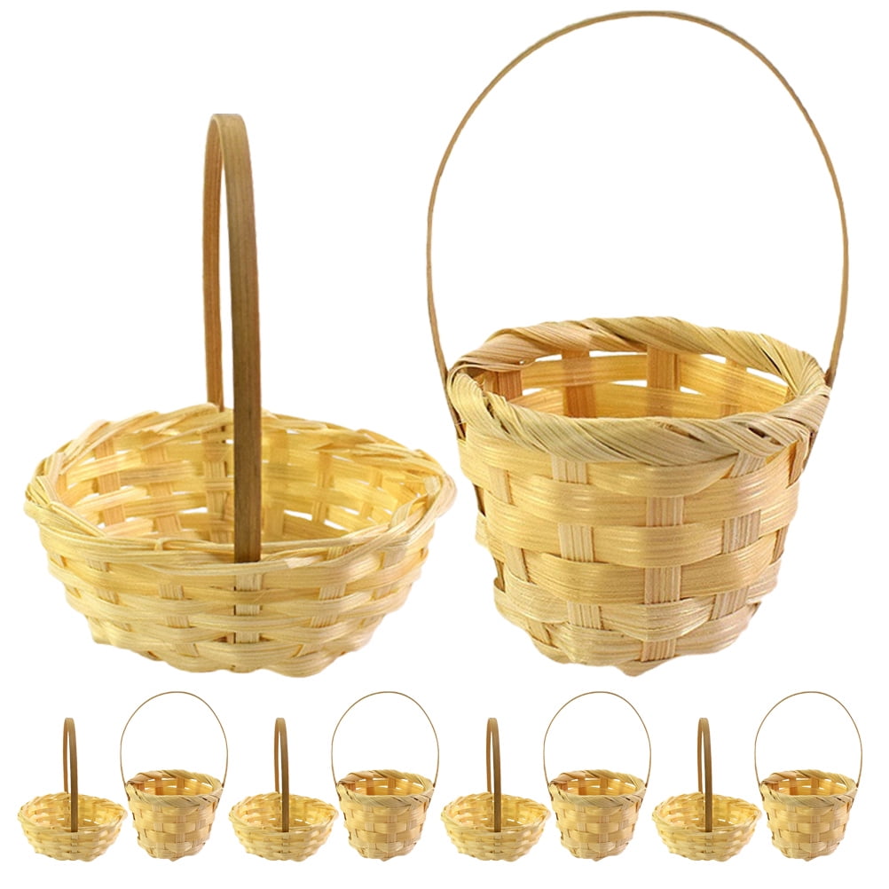 Entireivity 10pcs Mini Woven Baskets with Handles Tiny Handheld Baskets ...
