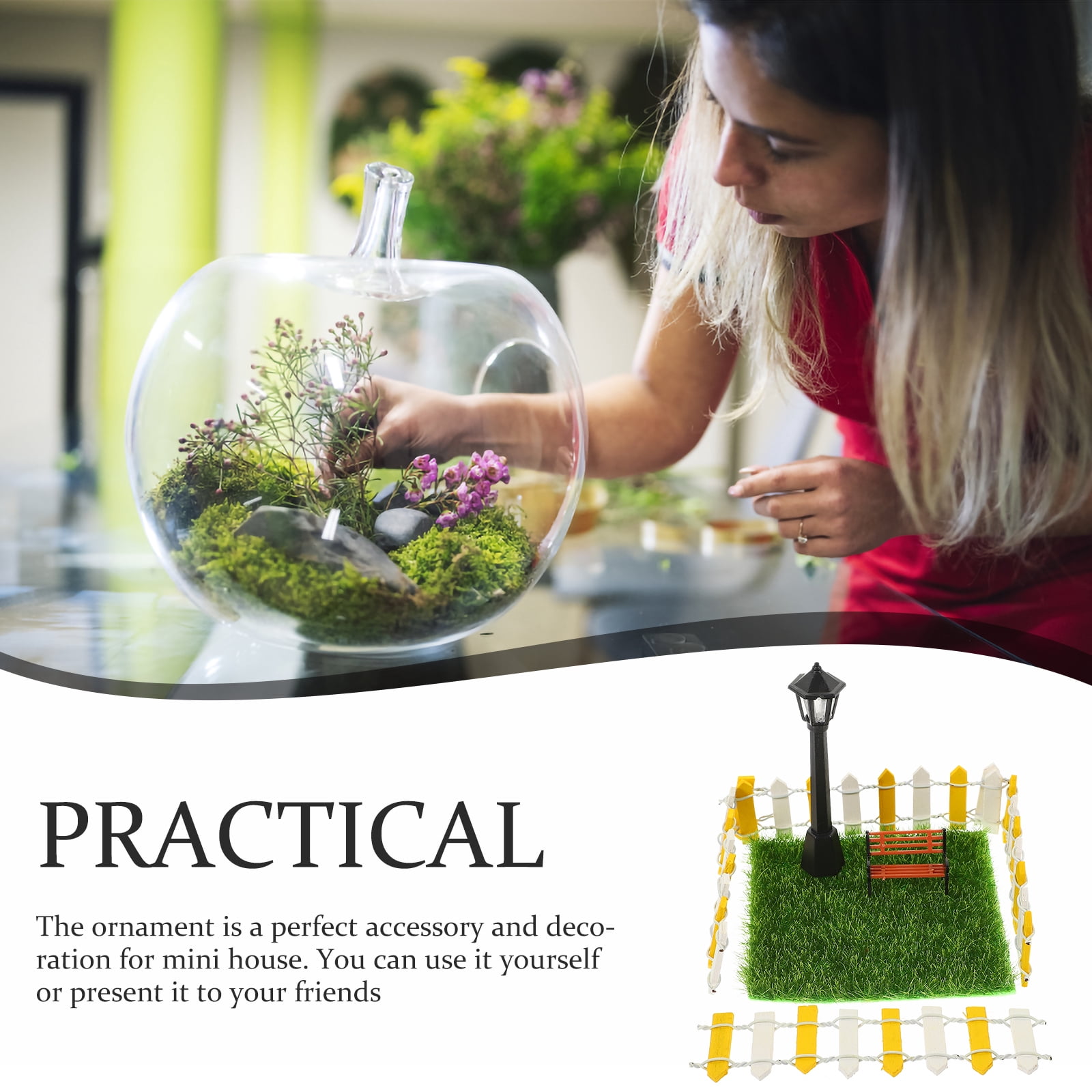 Set De 2 Farolas Miniatura Y 2 Bancos De Parque Para Jardines De Hadas, Casitas De Muñecas Y Paisajes En Miniatura