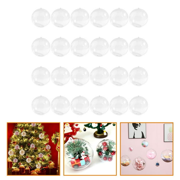 Entireivity 24pcs Clear Christmas Hanging Ball Ornaments Fillable Xmas Ball Pendant Xmas Refill Ball Decorations