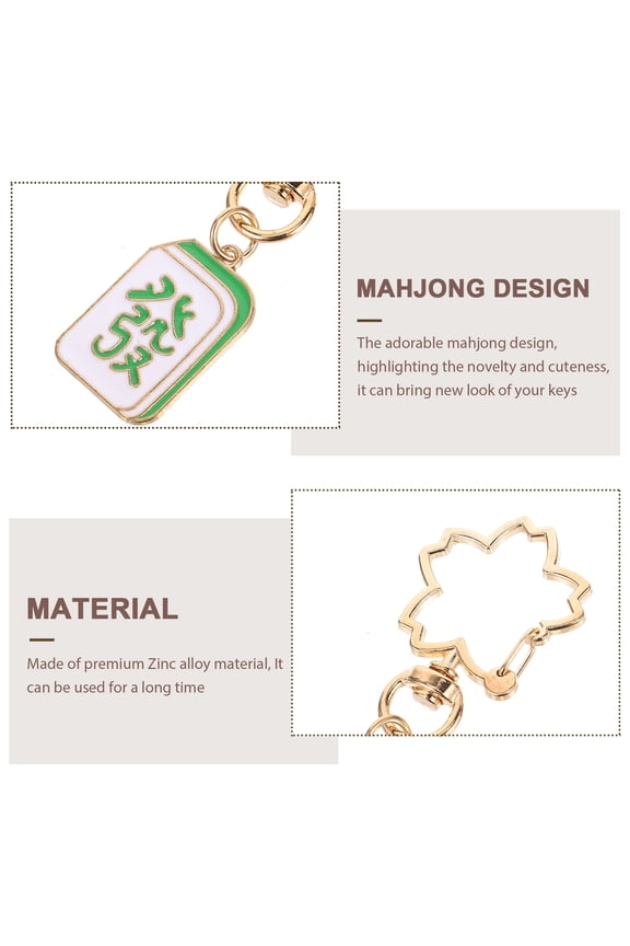 3pcs Mahjong Tile Keychains Bag Hanging Pendant Metal Keyrings Creative Keychains