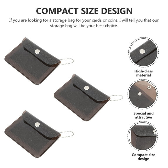 Entireivity 3pcs Mini Glittery Card Bag Simple Cards Pouches PVC Coin Bags Small Wallet