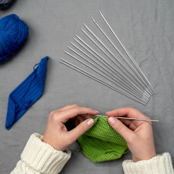 Entireivity 44Pcs Knitting Needles Stainless Steel Needles Sweater Knitting Needles DIY Yarn Knitting Needles