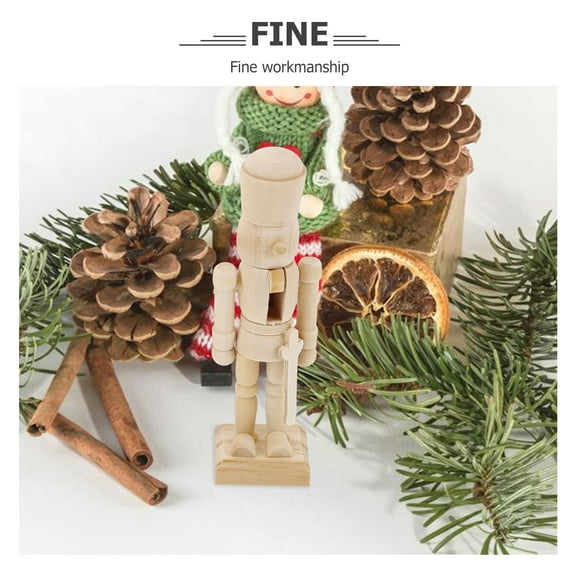 Entireivity 6Pcs 12cm Blank Wooden Nutcracker DIY Christmas Soldier Figurines (Random Style)