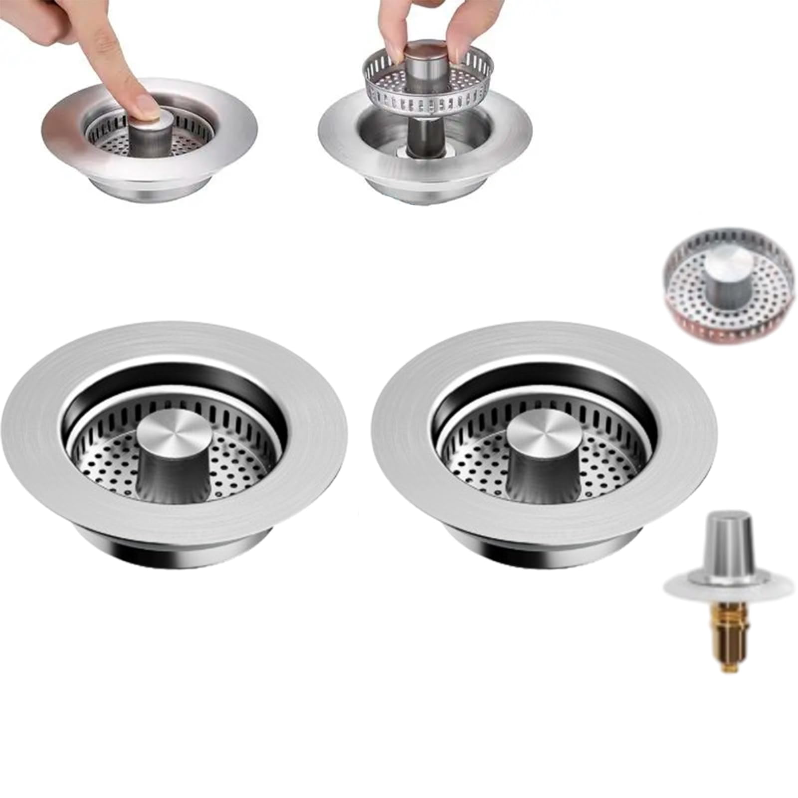 2-Pack Kitchen Sink Strainers – 4.5 Inch Stainless Steel Drain Basket, Fits Most Standard Sinks, Dishwasher Safe
