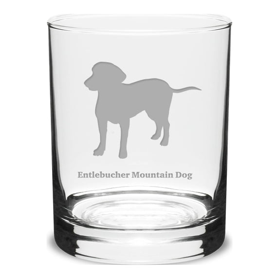 Entlebucher Mountain Dog Deep Etched 14 oz Classic Double Old Fashion Glass