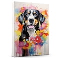 thumbnail image 1 of Entlebucher Mountain Dog Flower Canvas Painting Colorfull Canvas Art Prints Bathroom Artwork for Wall Living Room Bedroom Bathroom Wall Art Framed Art Wall Decor 1 inch, 1 of 5