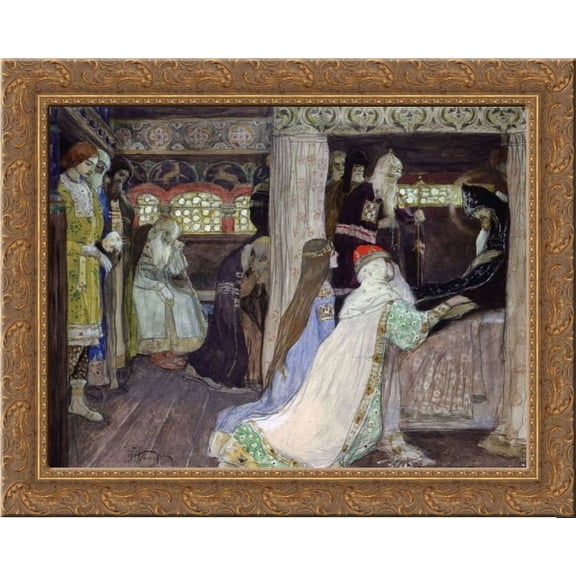 Entombment of Alexander Nevsky 20x20 Gold Ornate Wood Framed Canvas Art by Nesterov, Mikhail