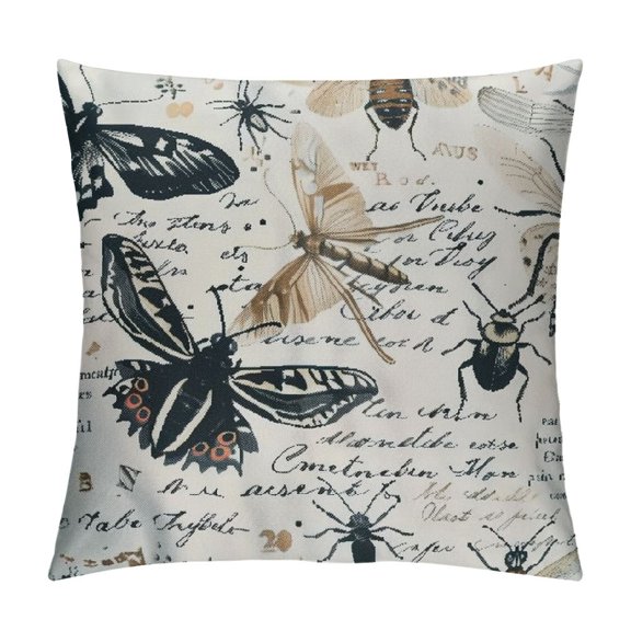Entomologist Diary with Sketches Formulas Notes Sketches Insects Throw Pillow Covers ，Biology Vintage Insects Entomology Pillow case