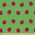 thumbnail image 1 of Ambesonne Entomology Fabric by the Yard Upholstery, Ladybugs on a Meadow, 2 Yards, Fern Green Dark Coral, 1 of 4