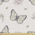 thumbnail image 1 of Ambesonne Entomology Fabric by the Yard Upholstery, Butterflies and Blooms, 1 Yard, Pale Eggshell Pale Pink, 1 of 4