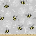 thumbnail image 1 of Entomology Fabric by the Yard, Print of Bumblebee Buzzing Around Orchids, Upholstery Fabric for Dining Chairs Home Decor Accents, 10 Yards, Yellow Charcoal Grey by Ambesonne, 1 of 4
