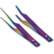 Entomology Forceps, Set of 2, Flexible Stainless-Steel - Bend Re-Bend , Titanium Coated.