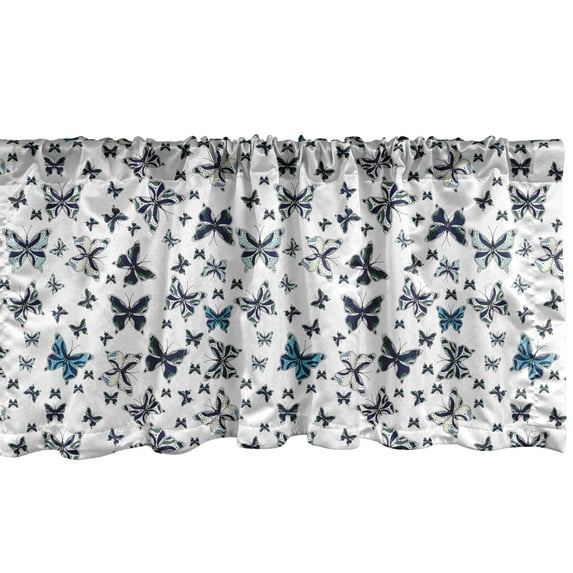 Entomology Window Valance, Small and Bigger Spring Time Butterflies with Spots and Stripes on Wings, Curtain Valance for Kitchen Bedroom Decor with Rod Pocket, 54" X 18", Multicolor, by Ambesonne