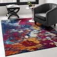thumbnail image 1 of Entourage Foliage Contemporary Modern Abstract 5x8 Area Rug in Blue, Orange, Yellow, Red, 1 of 8