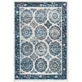 thumbnail image 1 of Entourage Odile Distressed Floral Moroccan Trellis 5x8 Area Rug Ivory and Blue, 1 of 7