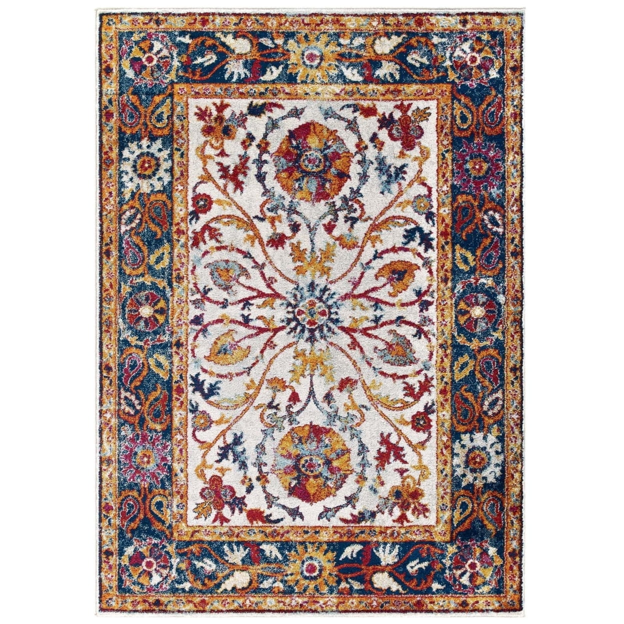 Samira Multicolored Vintage Floral Persian Medallion 8' x 10' Area Rug