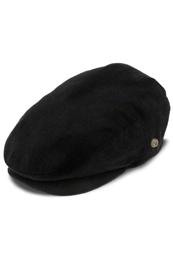 Entourage Brown Linen Cotton Ivy Cap – Classic Lightweight Flat Cap for Men with Double Snap Brim, Grosgrain Sweatband, Polyester Lining & Side Pin