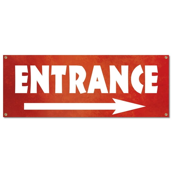 Entrance | 18" X 48" Banner | Outdoor Vinyl Sign With Grommets | Advertising Displays | Made in The USA