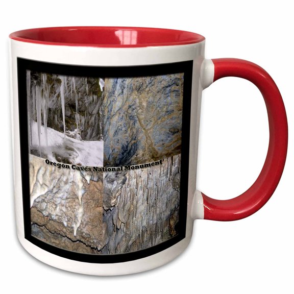 3drose, Entrance and Formations Montage - Oregon Caves National Monument, 11oz Two-tone Red Mug