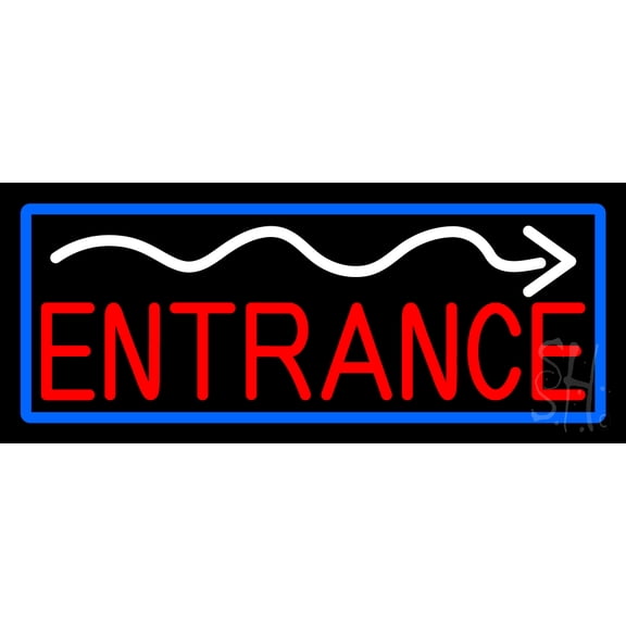 Entrance Arrow Bar With Blue Border LED Neon Sign 10 x 24 - inches, Clear Edge Cut Acrylic Backing, with Dimmer - Bright and Premium built indoor LED Neon Sign for Bar decor.