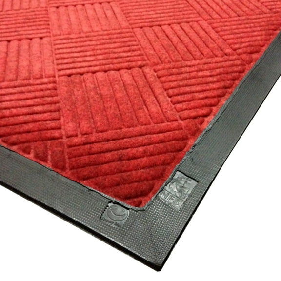 Entrance Floor Mat, Diamond Design Red, 3x5 Ft