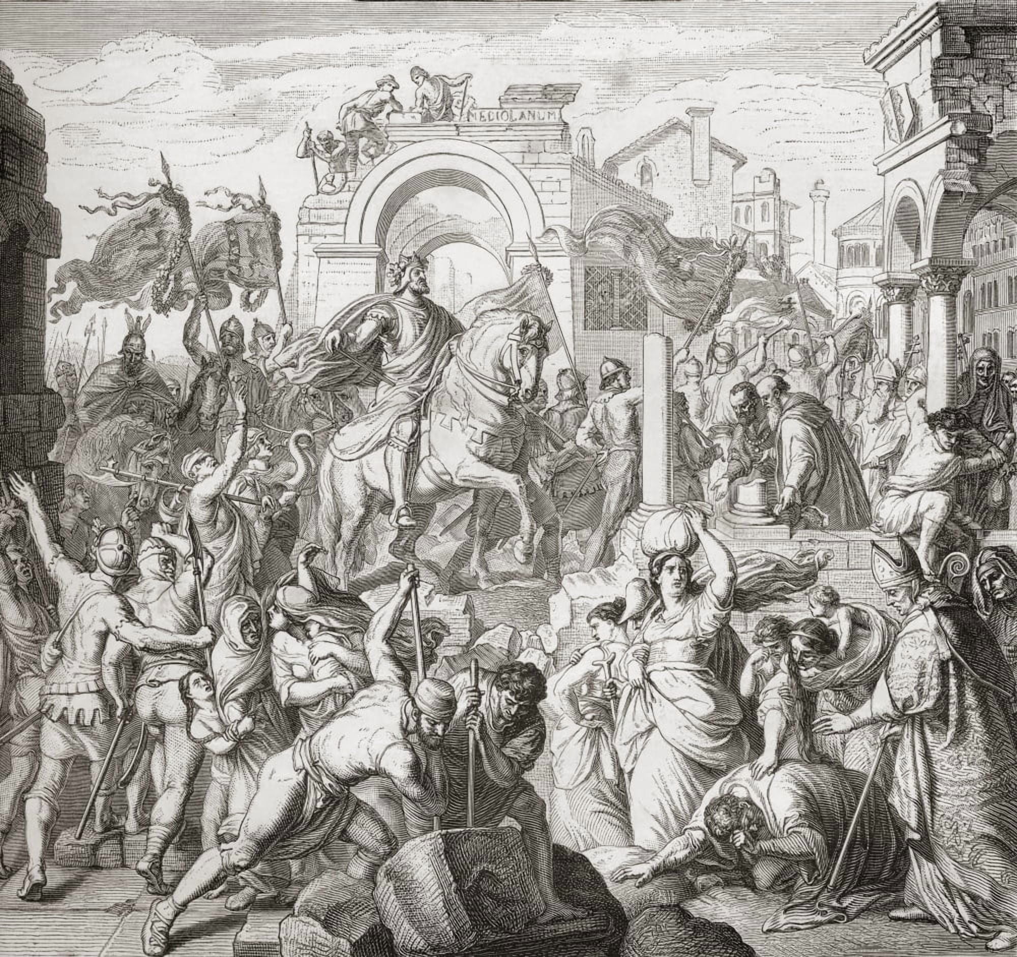 The Entrance Of Frederick I Barbarossa Into Milan Italy In 1158 Accompanied By Henry The Lion And His Saxon Troops Frederick I Barbarossa 1122 Canvas Art - Ken Welsh Design Pics (16 x 15)
