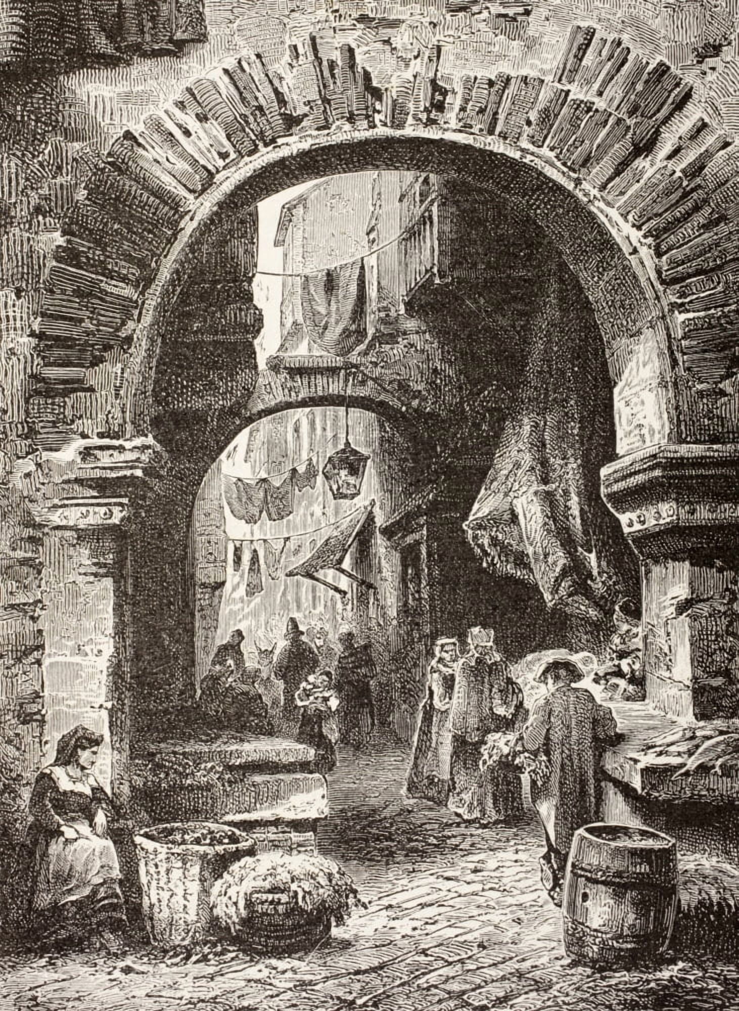 Entrance To The Ghetto In Rome In The 19Th Century From El Mundo Ilustrado Published Barcelona Circa 1880 Canvas Art - Ken Welsh Design Pics (24 x 34)