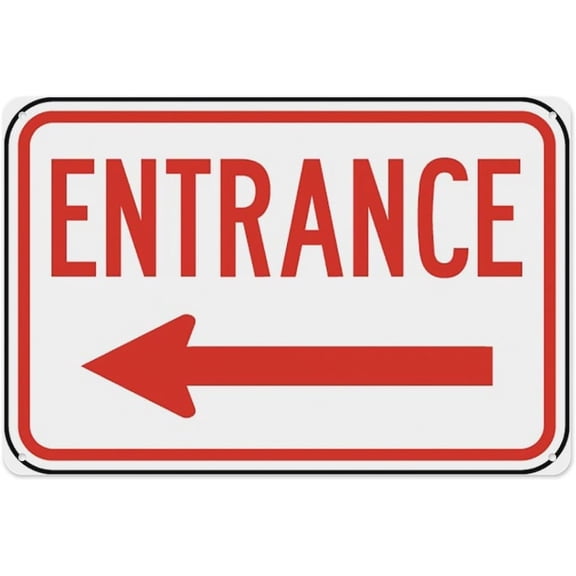 Entrance (Left Arrow) Sign 8"x12" - Aluminum Tin Warning for Home Outdoor Garden, Durable Directional Decor