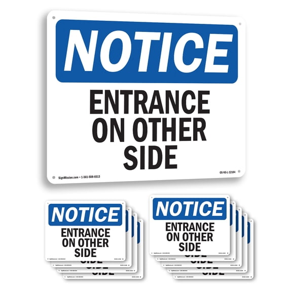 Entrance On Other Side OSHA Notice Aluminum Sign 10 Inch x 7 Inch - 10 Pack