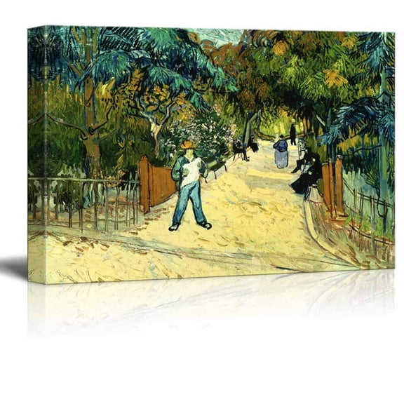 Entrance to the Public Park in Arles by Vincent Van Gogh Famous Fine Art Reproduction World Famous Painting Replica on ped Print Wood Framed - Canvas Art Wall Decor - 12" x 18"