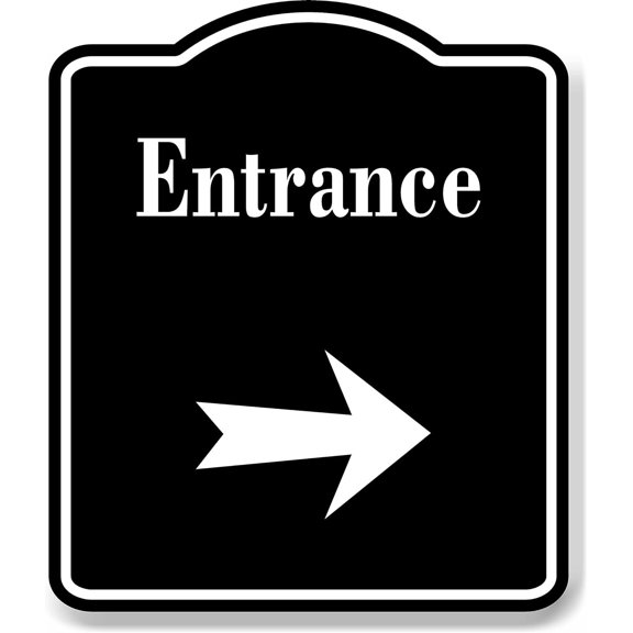 Entrance Right Arrow BLACK Aluminum Composite Sign, 8.5"x10"