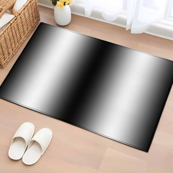 Entrance Runner Rug 2'x3', Black White Non-slip Doormat for Indoor Outdoor Entrance, Gradient Gray Monochrome Minimalist Stripe Throw Floor Mat for Front Door/Living Room/Bedroom/Bathroom/Kitchen