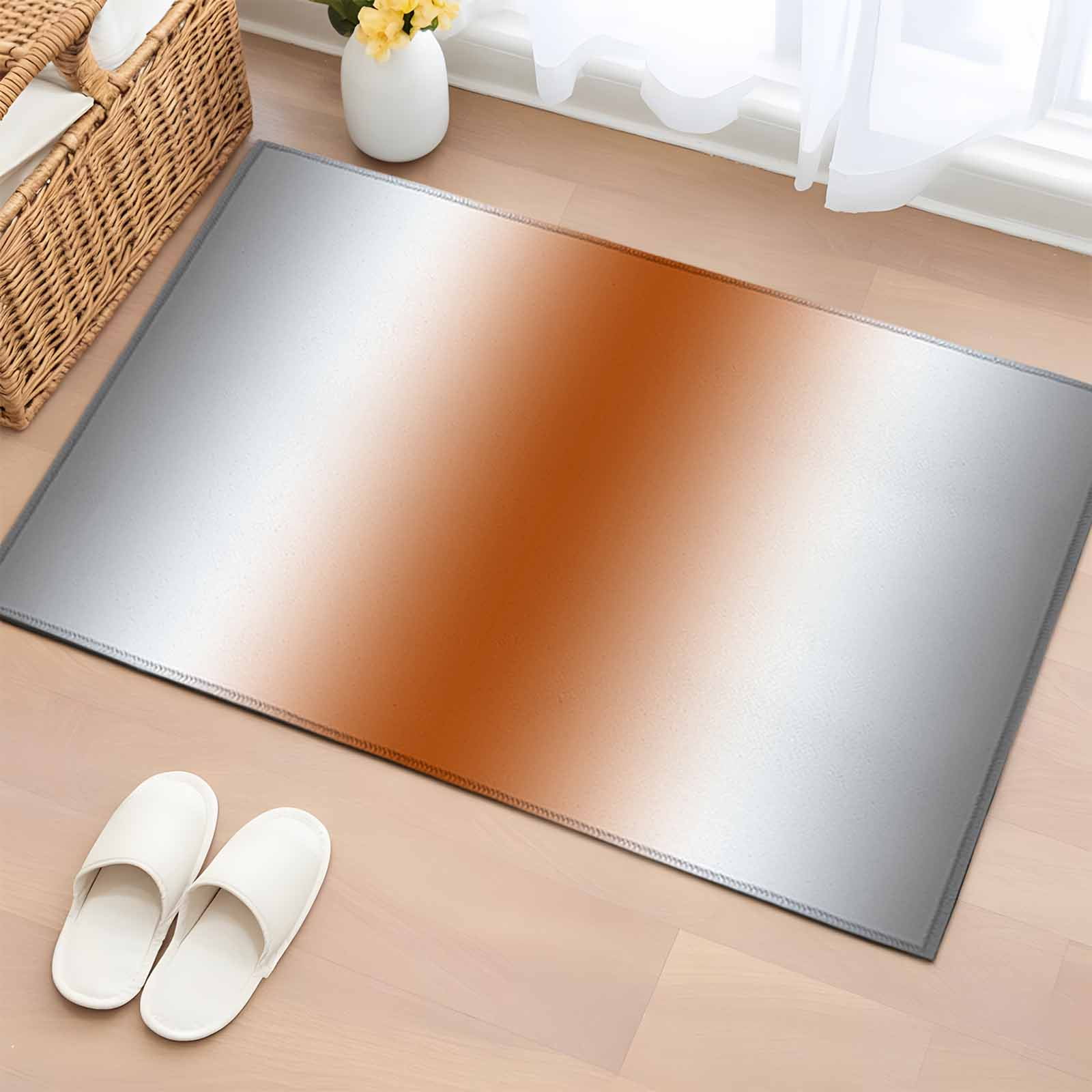 Entrance Runner Rug 2'x3', Gray Orange Non-slip Doormat for Indoor Outdoor Entrance, Modern Gradient Geometric Washable Throw Floor Mat for Front Door/Living Room/Bedroom/Bathroom/Kitchen